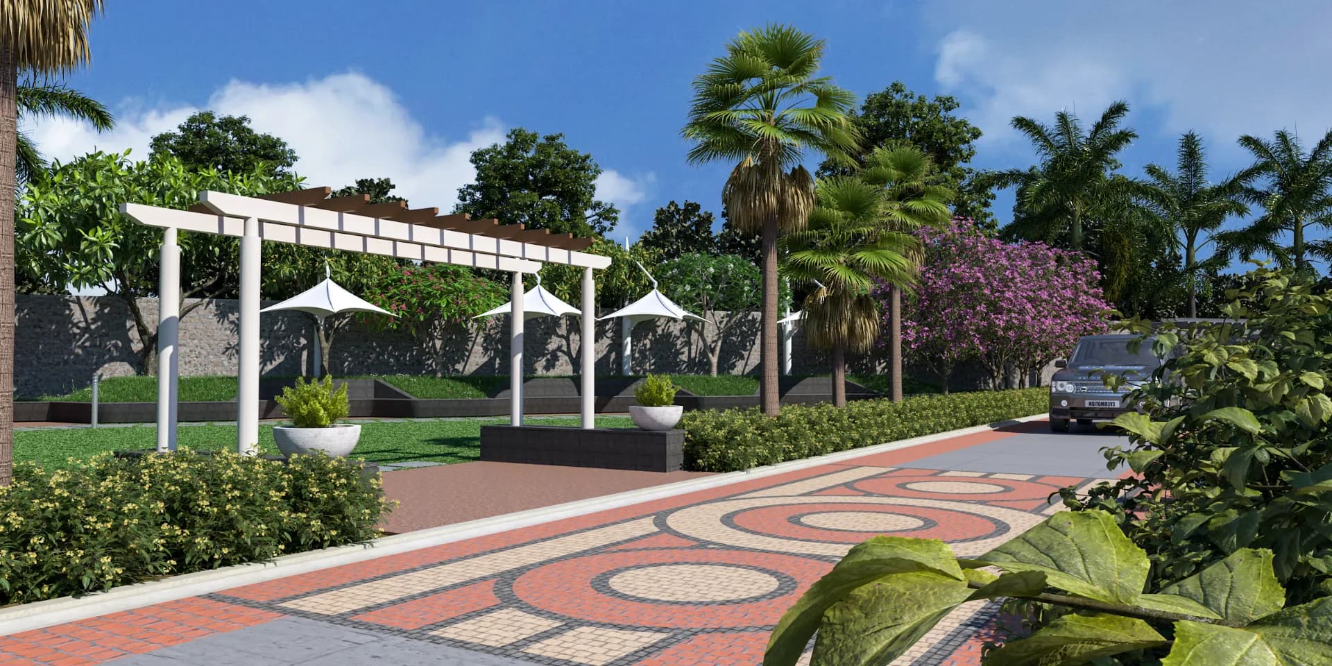 Residential streetscape inside the project